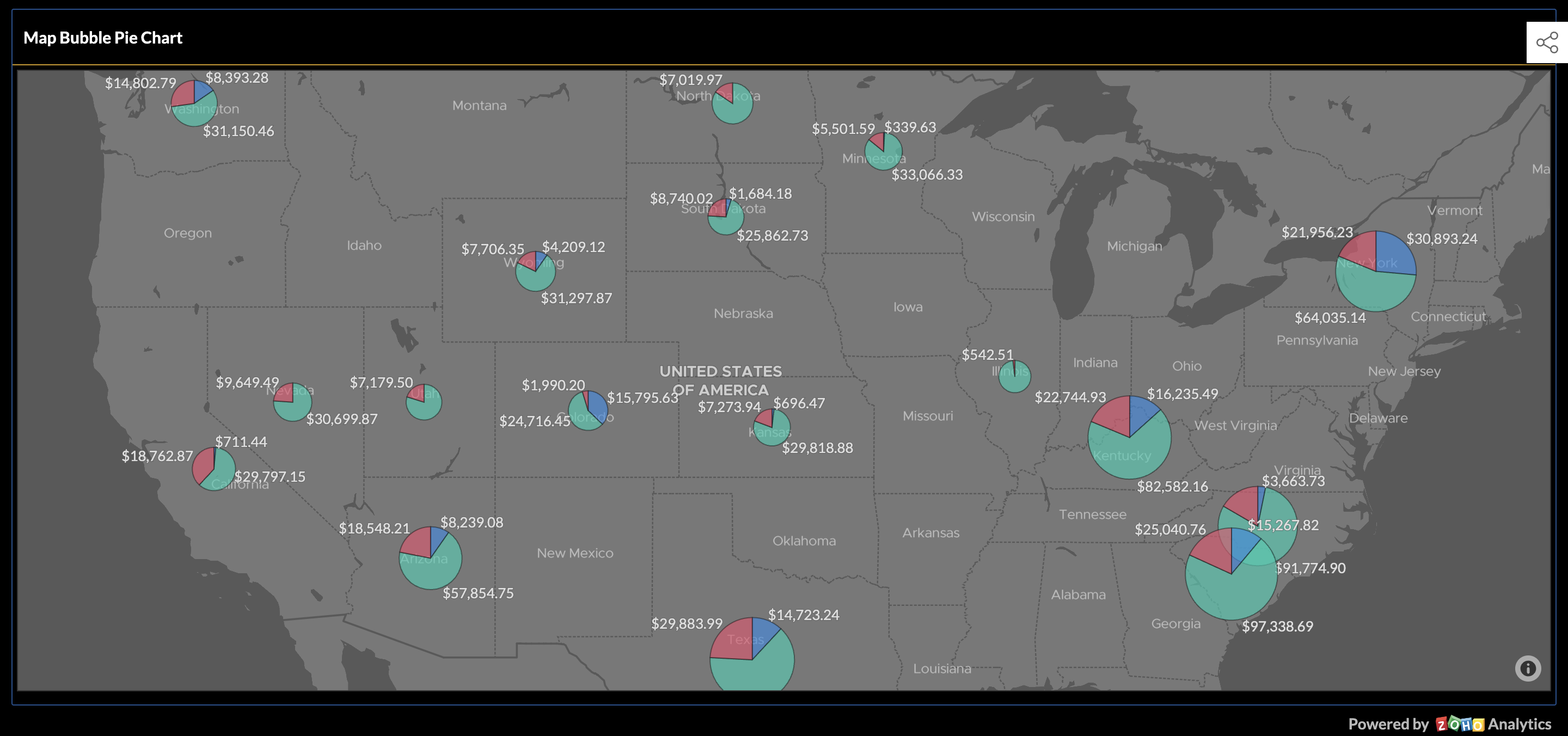 Map Bubble Pie Chart